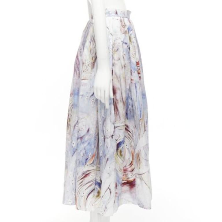 ALEXANDER MCQUEEN 2021 William Blake Dante print light cotton midi skirt IT38 S In Excellent Condition In Hong Kong, NT
