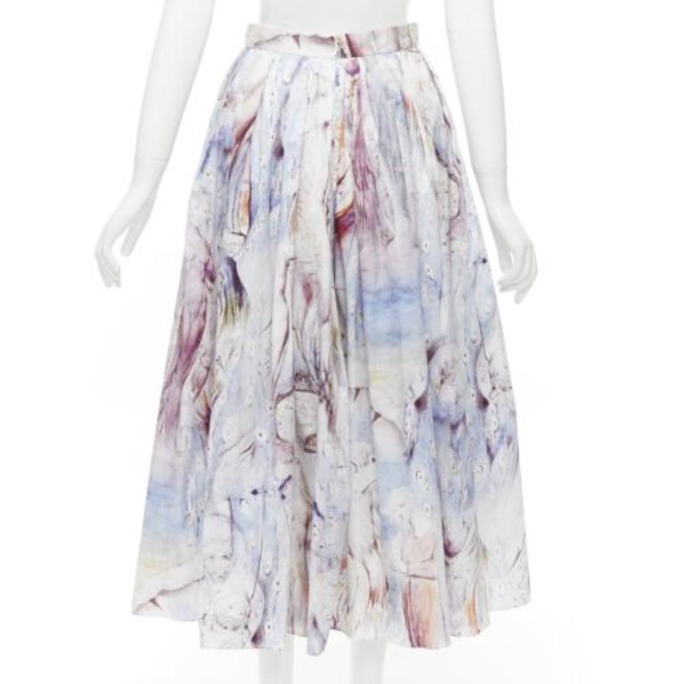 Women's ALEXANDER MCQUEEN 2021 William Blake Dante print light cotton midi skirt IT38 S