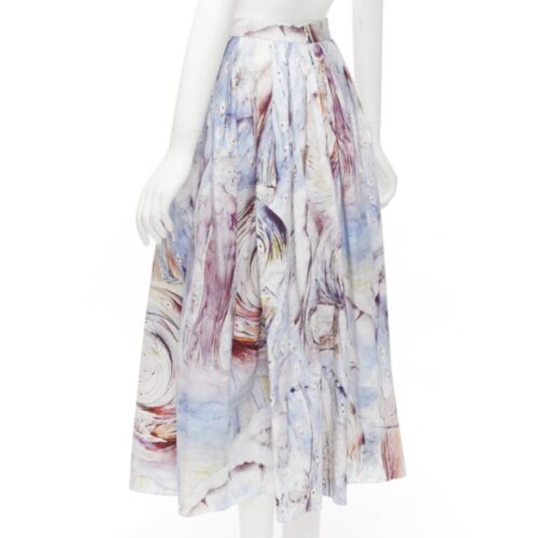ALEXANDER MCQUEEN 2021 William Blake Dante print light cotton midi skirt IT38 S 1