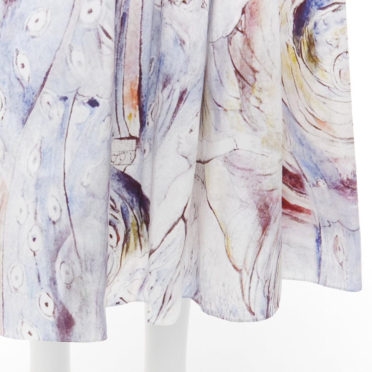 ALEXANDER MCQUEEN 2021 William Blake Dante print light cotton midi skirt IT38 S For Sale 3