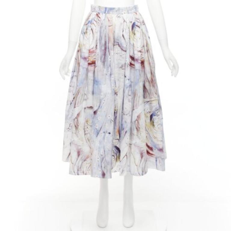 ALEXANDER MCQUEEN 2021 William Blake Dante print light cotton midi skirt IT38 S 4