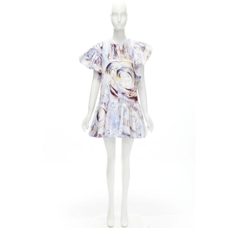 ALEXANDER MCQUEEN 2021 William Blake Dante ruffle frill mini dress IT38 M For Sale 6