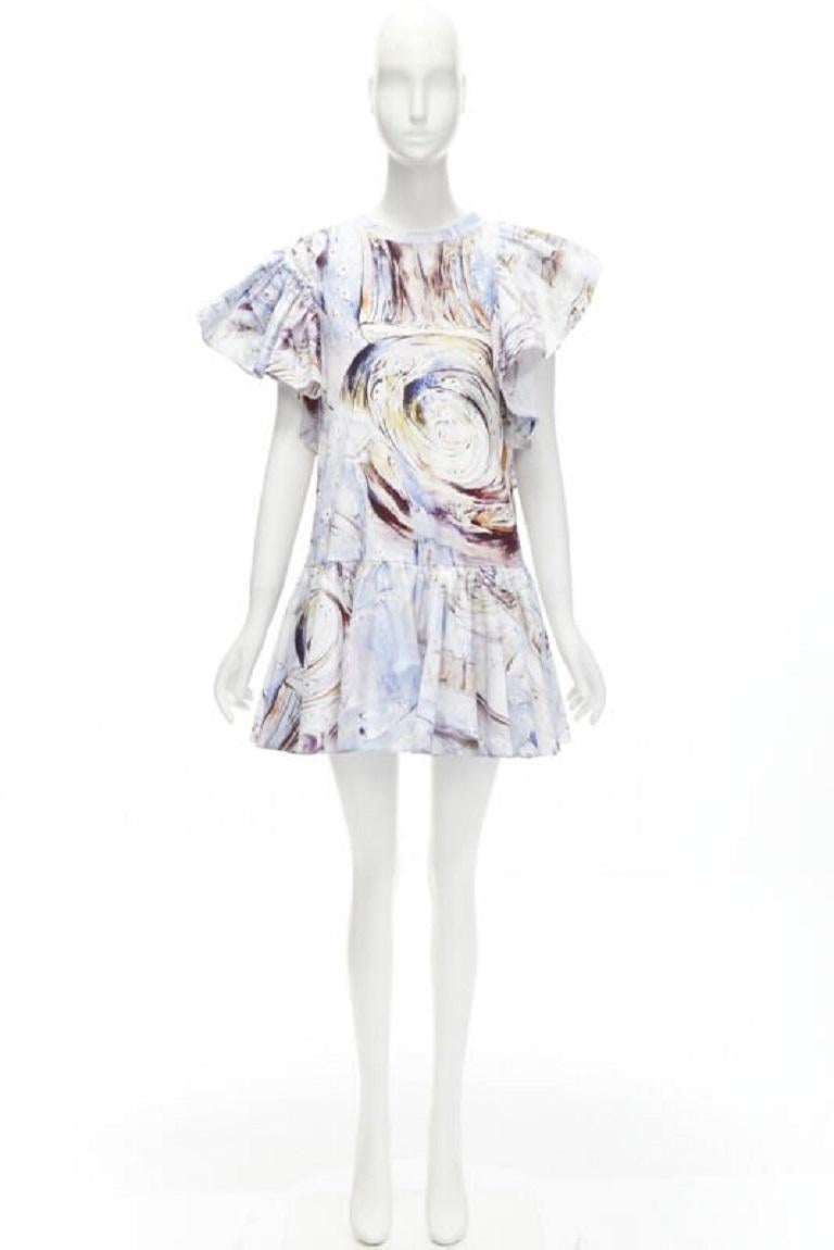 ALEXANDER MCQUEEN 2021 William Blake Dante volante volante mini vestido IT38 M en venta 6