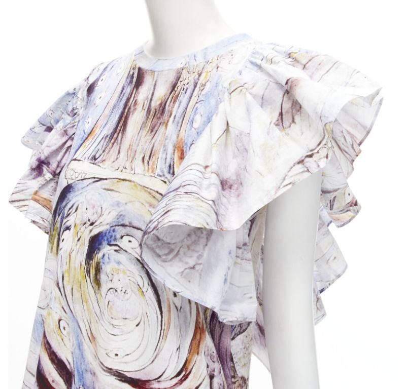 ALEXANDER MCQUEEN 2021 William Blake Dante ruffle frill mini dress IT38 M
Reference: AAWC/A00148
Brand: Alexander McQueen
Designer: Sarah Burton
Collection: 2021
Material: Cotton
Color: Blue
Pattern: Abstract
Extra Details: Cut out on right
