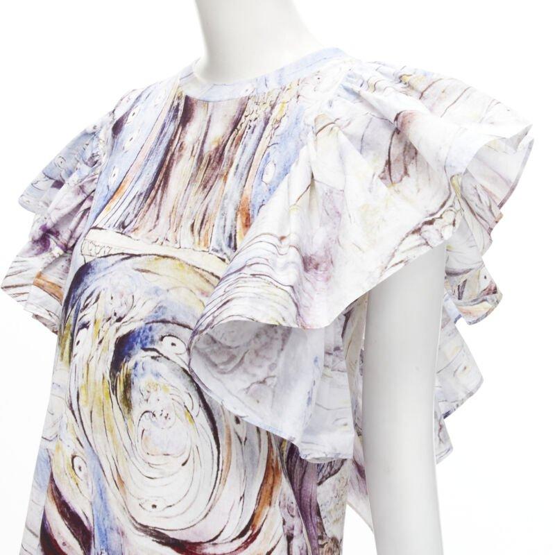 ALEXANDER MCQUEEN 2021 William Blake Dante volante volante mini vestido IT38 M Gris en venta