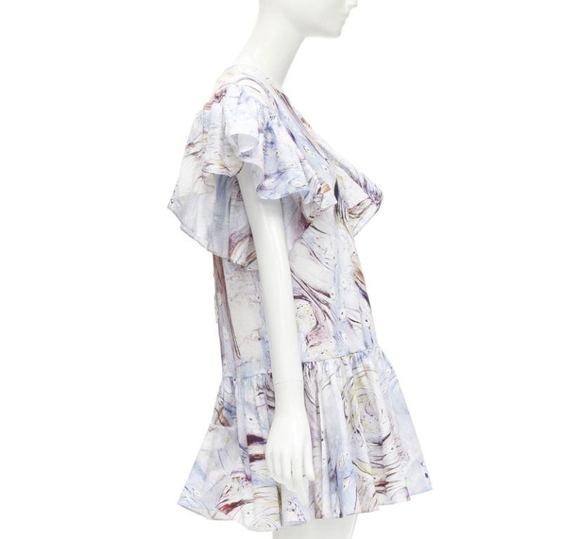 ALEXANDER MCQUEEN 2021 William Blake Dante ruffle frill mini dress IT38 M In Excellent Condition For Sale In Hong Kong, NT