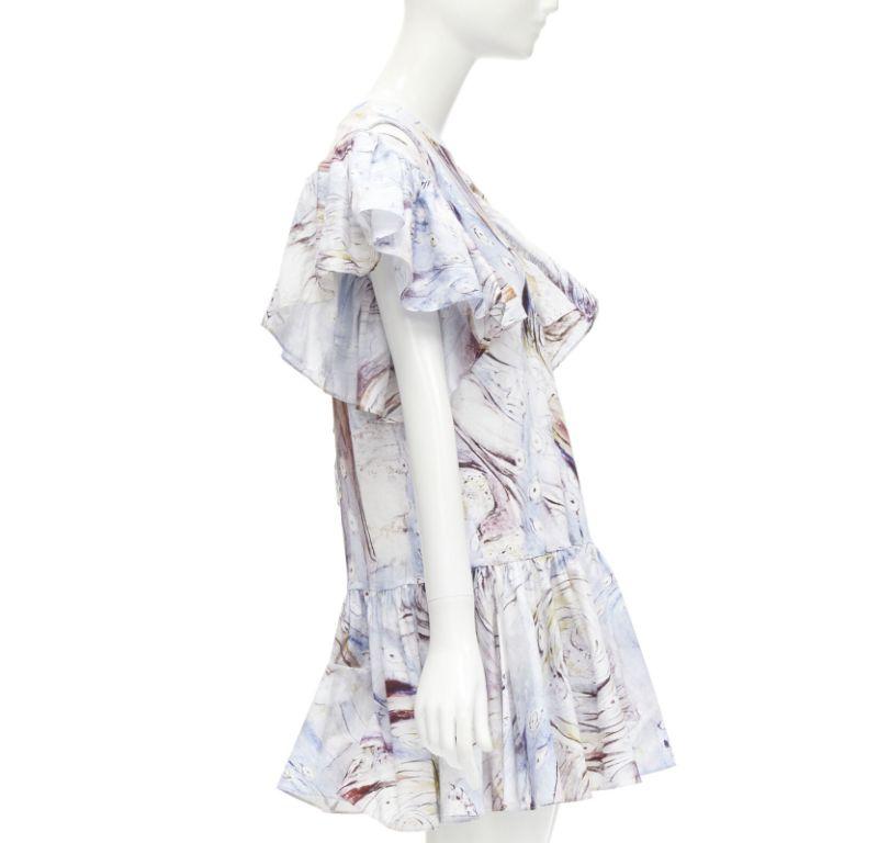 ALEXANDER MCQUEEN 2021 William Blake Dante ruffle frill mini dress IT38 M In Excellent Condition In Hong Kong, NT