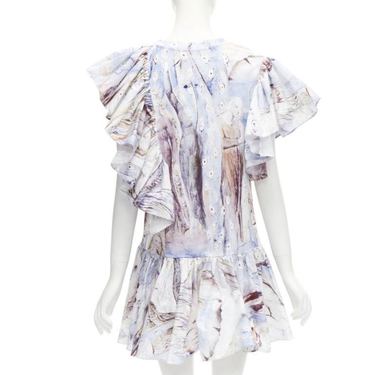 ALEXANDER MCQUEEN 2021 William Blake Dante ruffle frill mini dress IT38 M 1