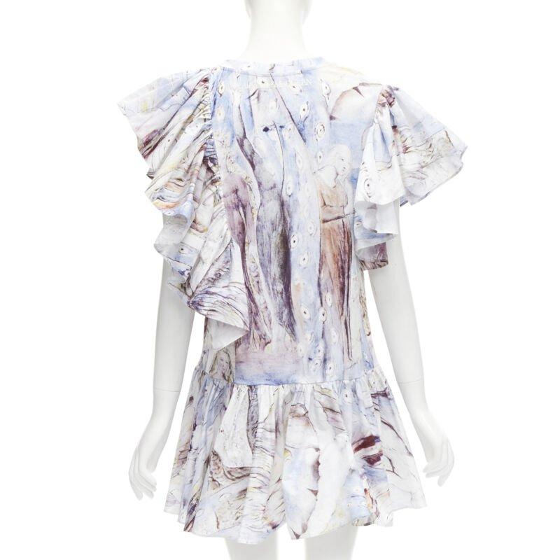 ALEXANDER MCQUEEN 2021 William Blake Dante volante volante mini vestido IT38 M en venta 1