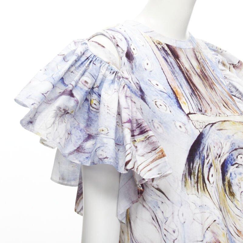 ALEXANDER MCQUEEN 2021 William Blake Dante volante volante mini vestido IT38 M en venta 2