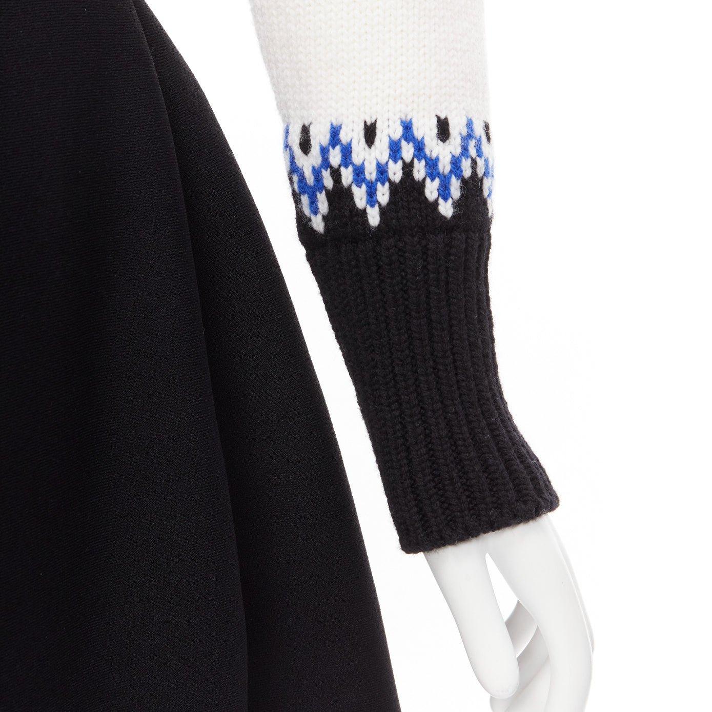 ALEXANDER MCQUEEN 2022 100%wool blue black fairisle long sleeve sweater dress XS For Sale 3
