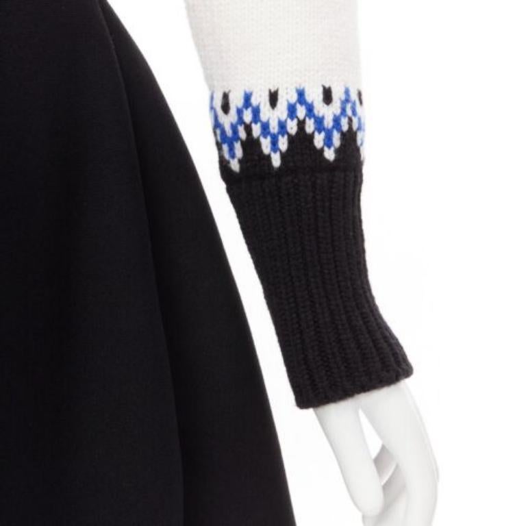 ALEXANDER MCQUEEN 2022 100%wool blue black fairisle long sleeve sweater dress XS For Sale 2