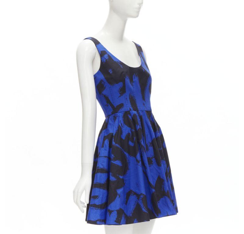 Purple ALEXANDER MCQUEEN 2022 black blue abstract print fit flared scoop dress It38 S For Sale