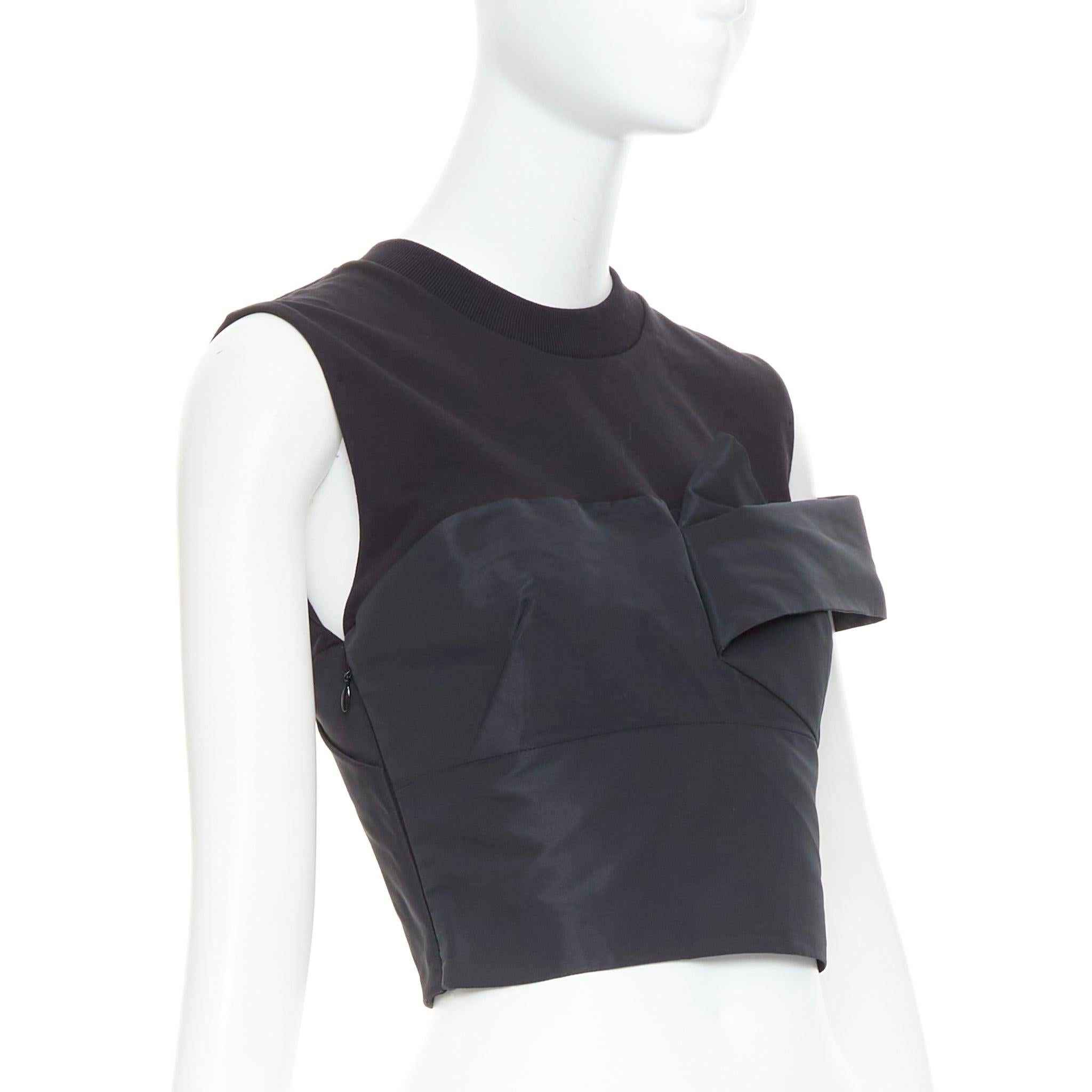Black ALEXANDER MCQUEEN 2022 black draped cold shoulder taffeta crop top IT38 XS