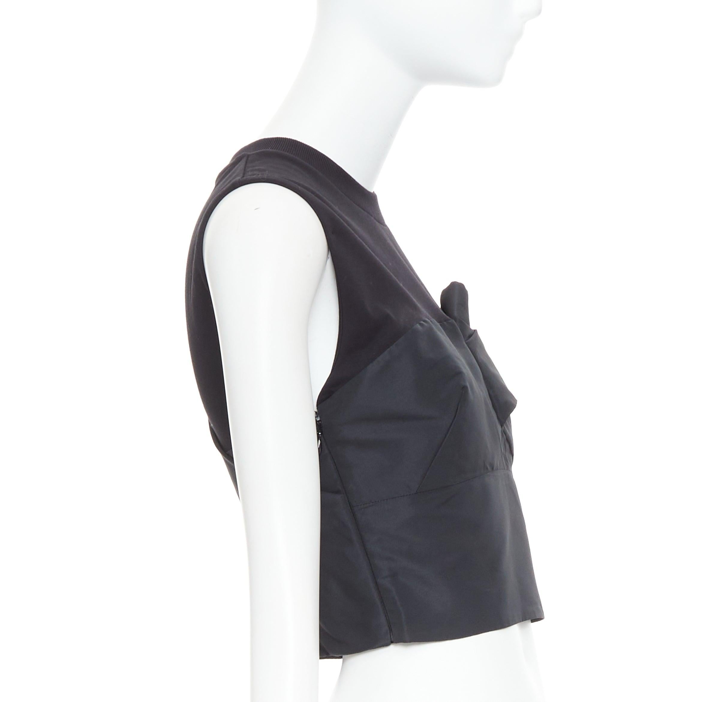 ALEXANDER MCQUEEN 2022 black draped cold shoulder taffeta crop top IT38 XS In Excellent Condition In Hong Kong, NT