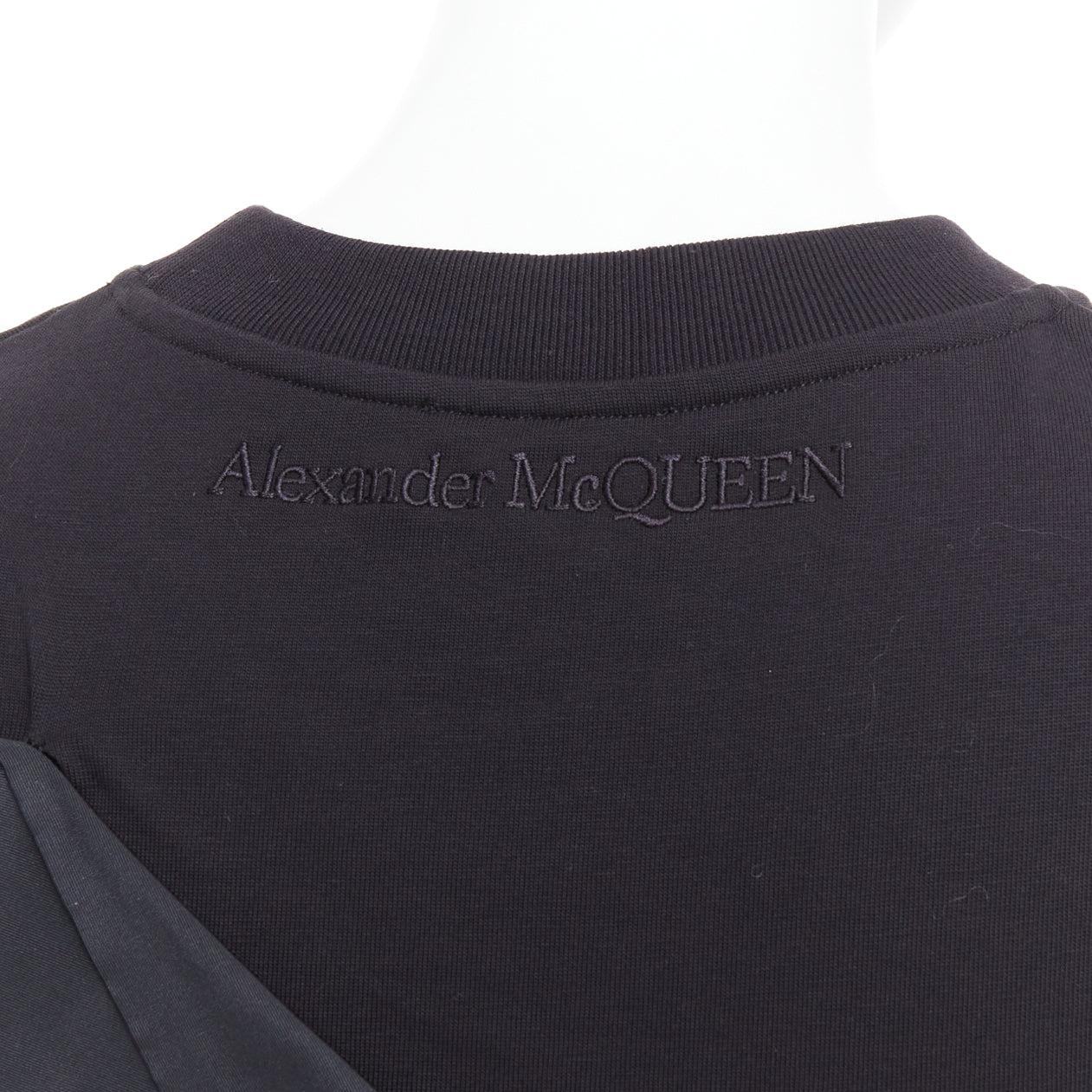 ALEXANDER MCQUEEN 2022 black draped cold shoulder taffeta crop top IT38 XS 2