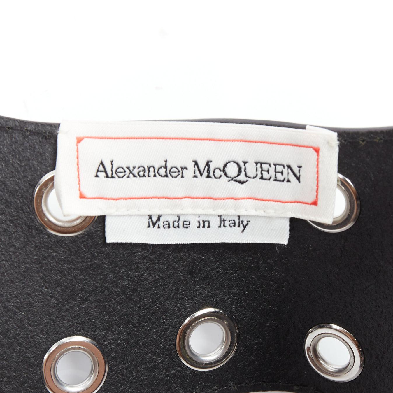 ALEXANDER MCQUEEN 2022 black leather grommet eyelet harness top IT38 XS 6