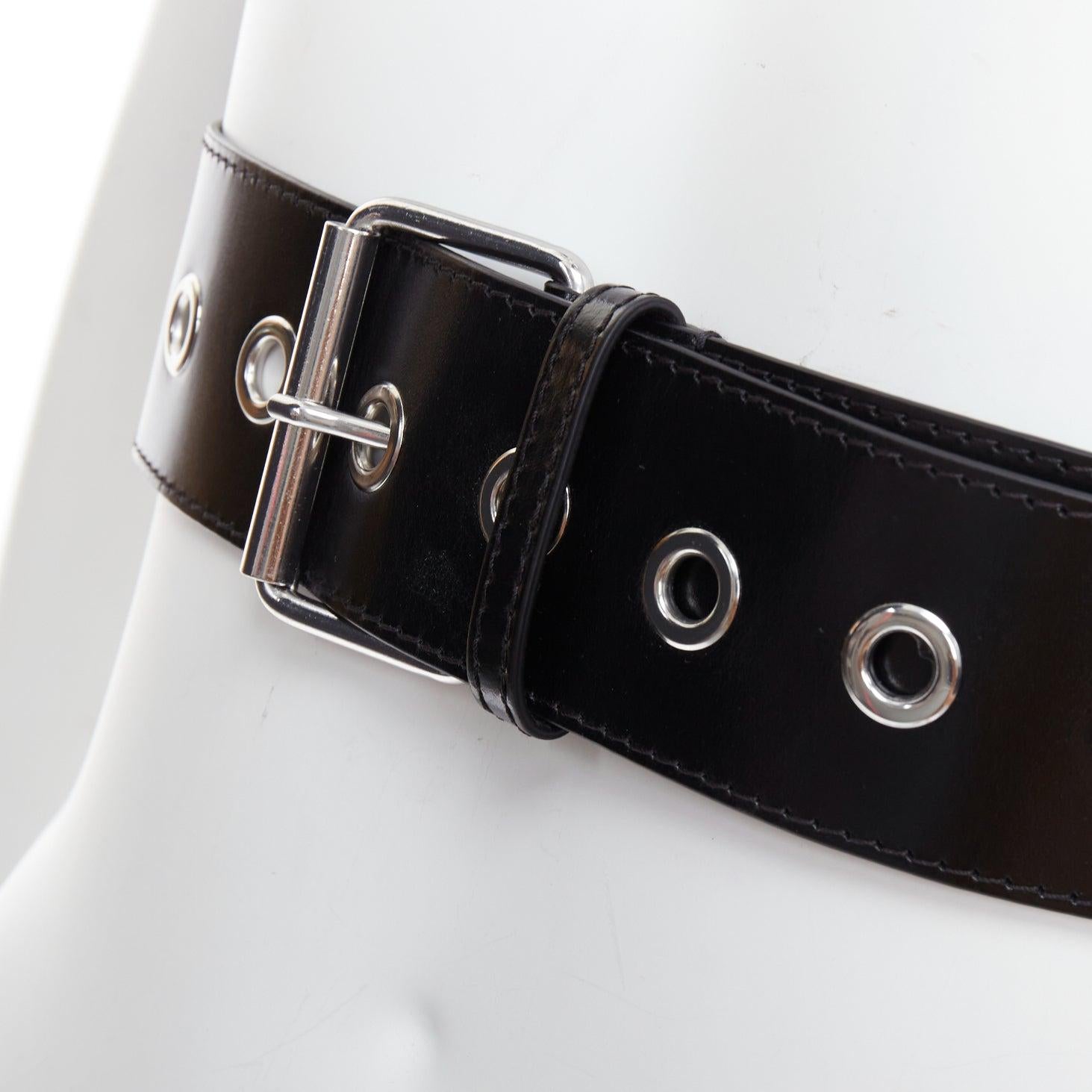 ALEXANDER MCQUEEN 2022 black leather grommet eyelet harness top IT38 XS 2
