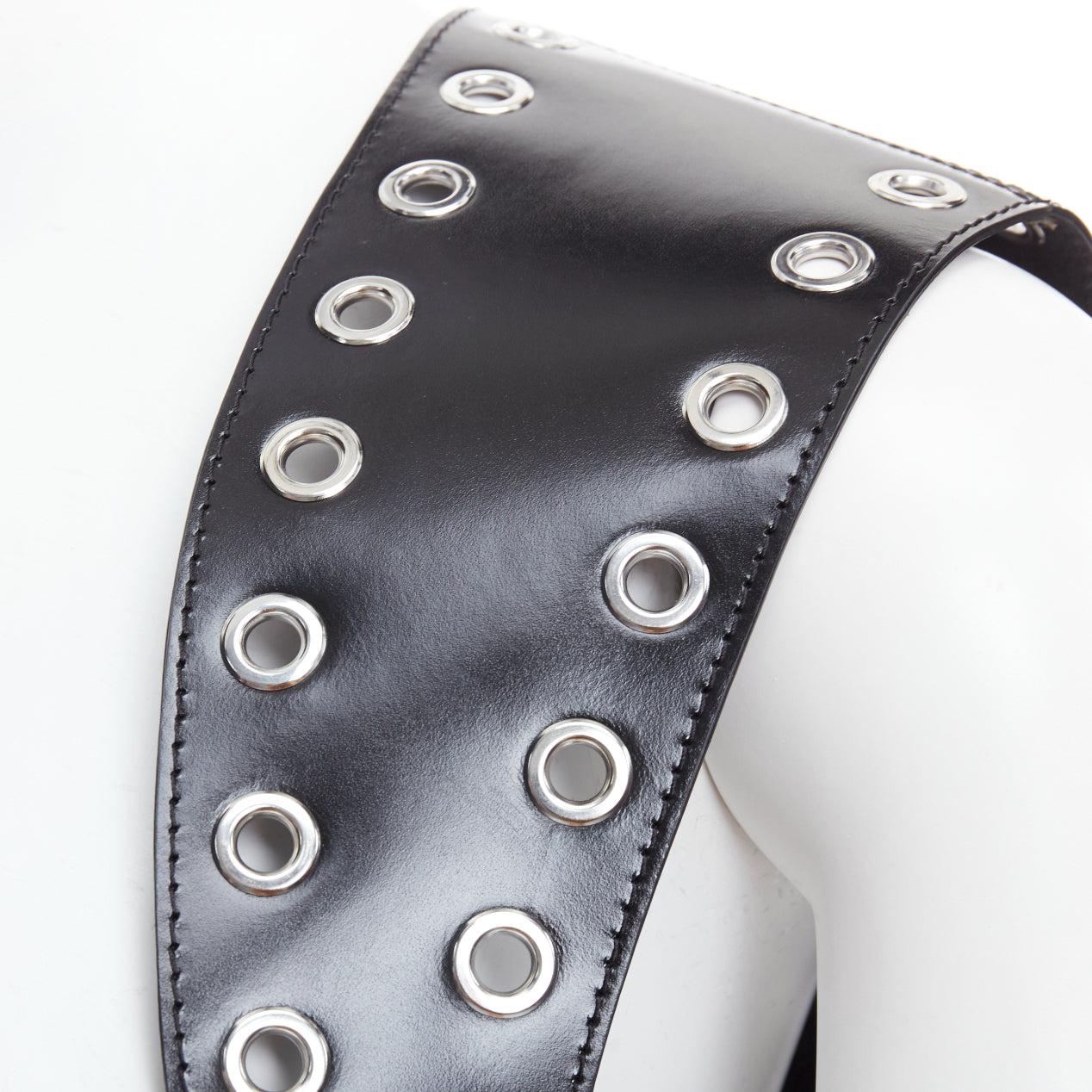 ALEXANDER MCQUEEN 2022 black leather grommet eyelet harness top IT38 XS 3