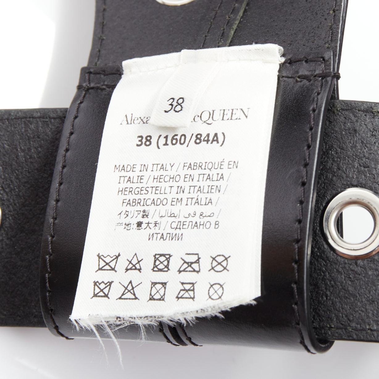 ALEXANDER MCQUEEN 2022 black leather grommet eyelet harness top IT38 XS 4