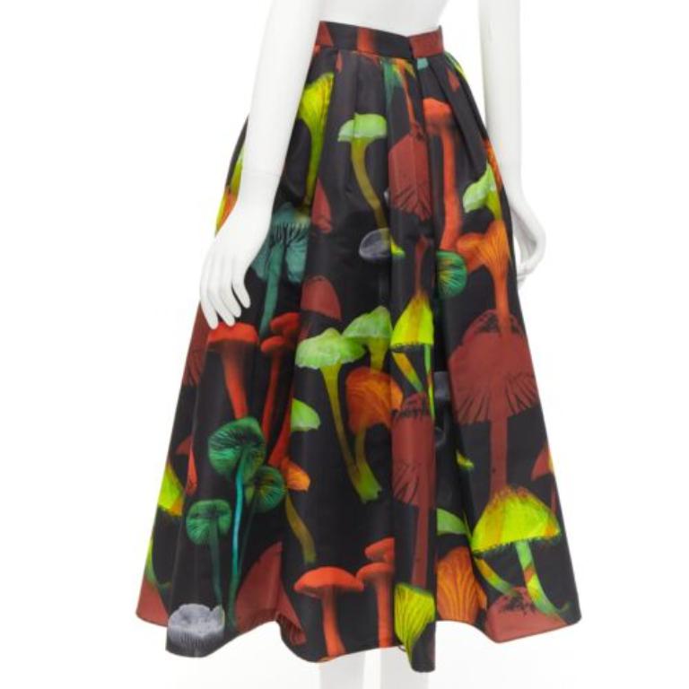 Alexander McQueen 2022 nero Psychedelic Mushroom print midi skirt IT38 XS in vendita 1