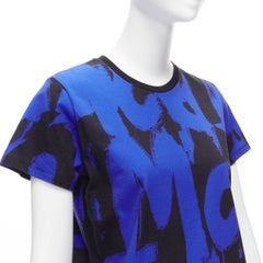 Alexander McQueen 2022 Brush bleu noir tshirt en coton graffiti IT38 XS