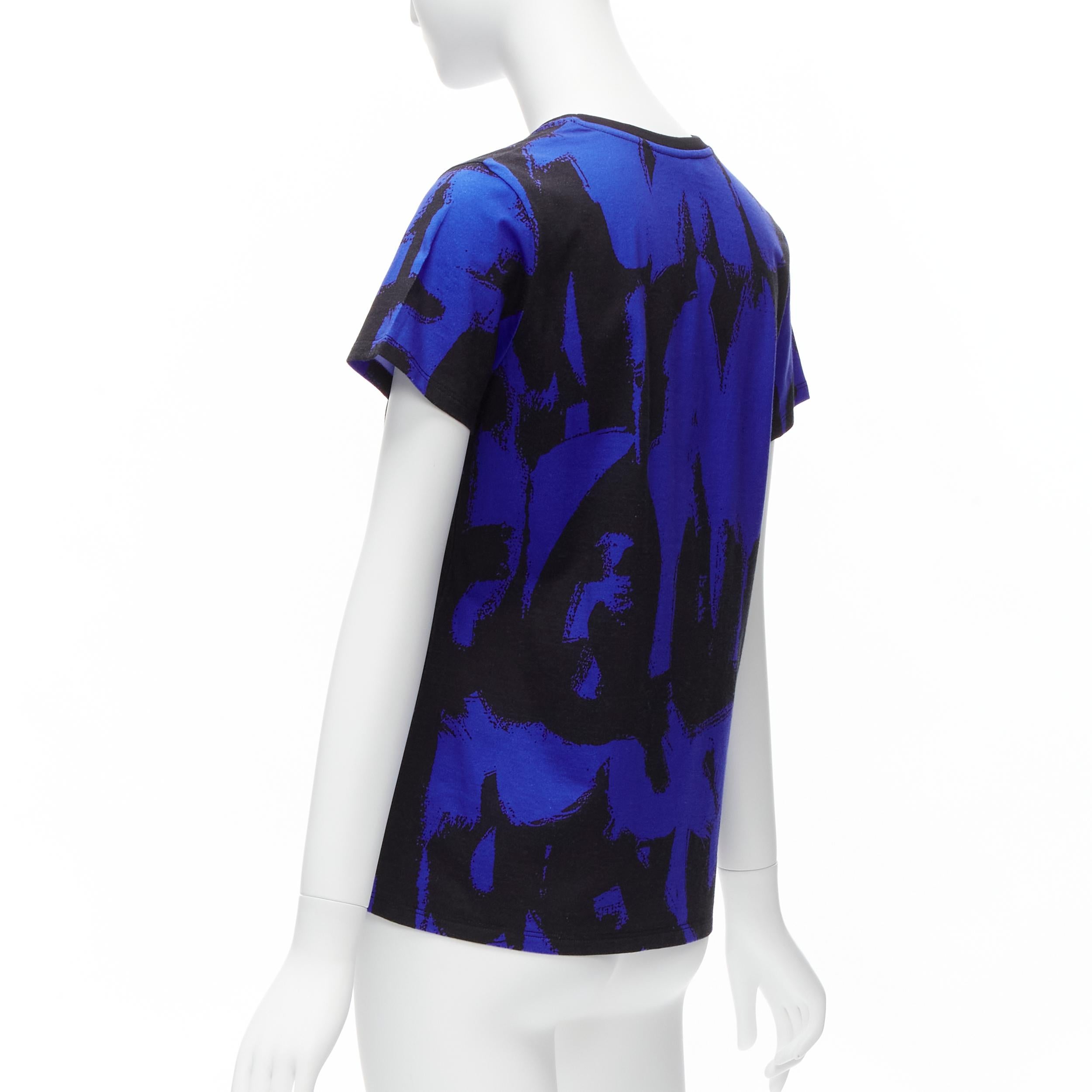 ALEXANDER MCQUEEN 2022 Brush blue black graffiti cotton tshirt IT38 XS For Sale 1
