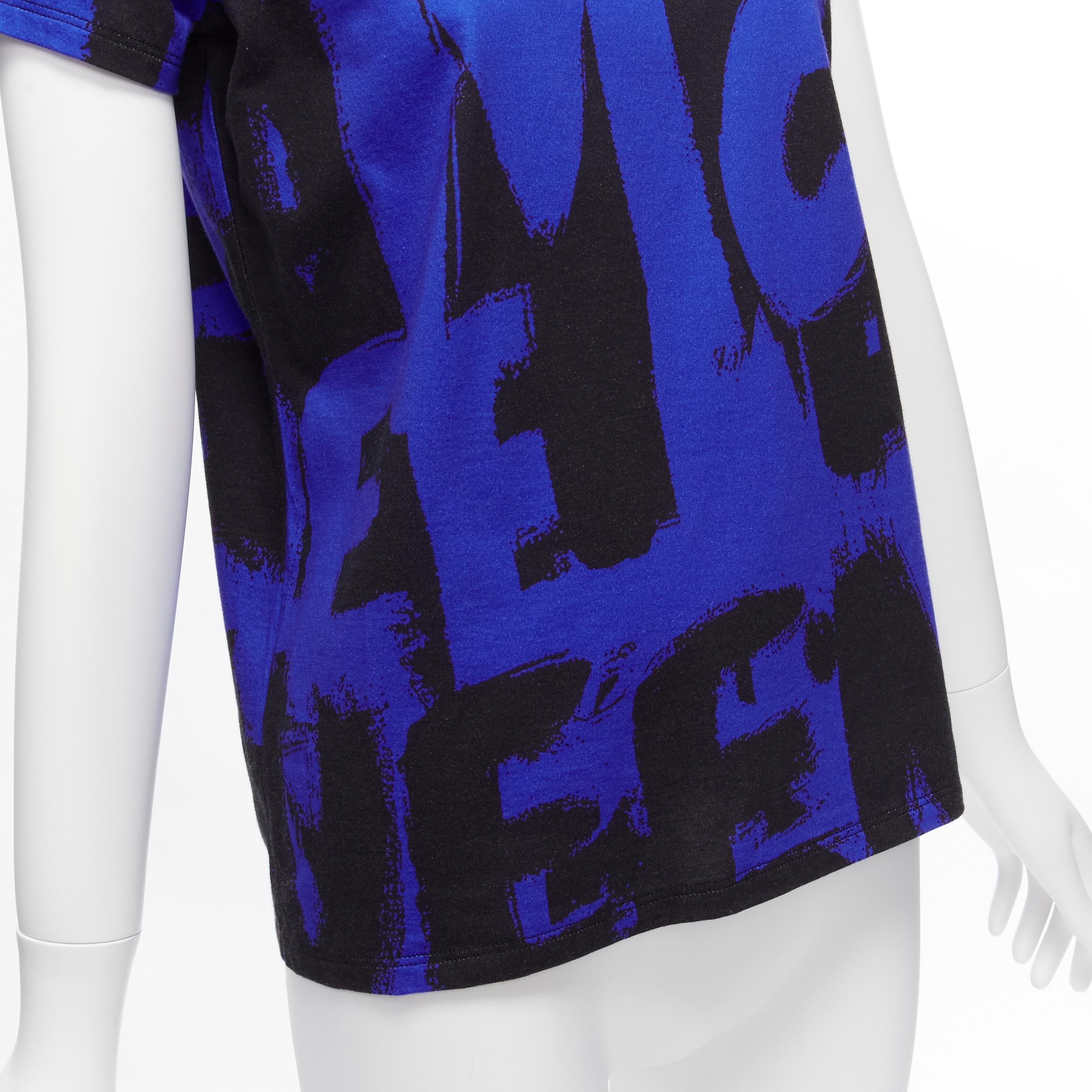 ALEXANDER MCQUEEN 2022 Brush blue black graffiti cotton tshirt IT38 XS For Sale 2