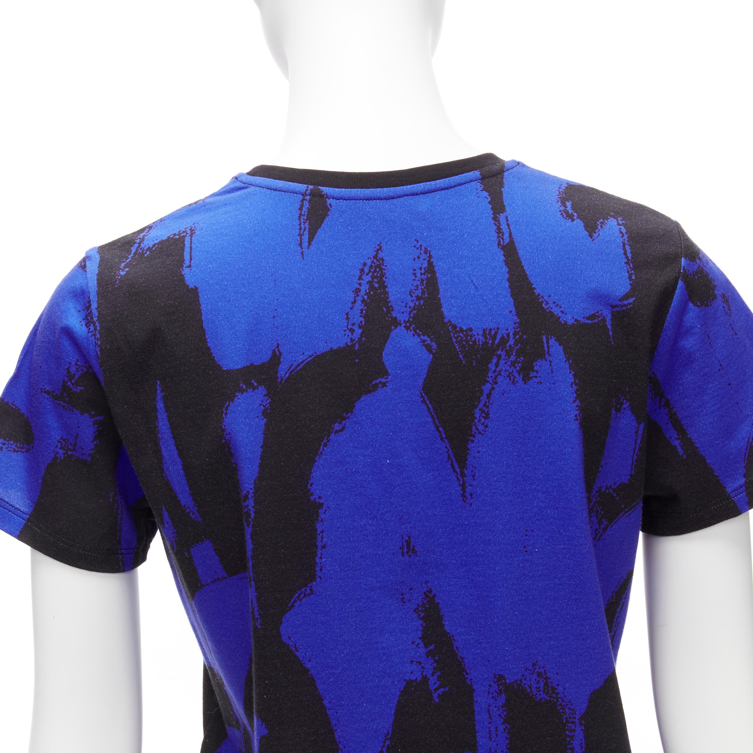 ALEXANDER MCQUEEN 2022 Brush blue black graffiti cotton tshirt IT38 XS For Sale 4