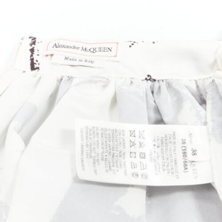 ALEXANDER MCQUEEN 2022 Brush Graffiti black white logo flared skirt IT38 XS For Sale 4
