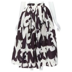 ALEXANDER MCQUEEN 2022 Brush Graffiti black white logo flared skirt IT38 XS