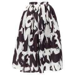 ALEXANDER MCQUEEN 2022 Brush Graffiti logo letter print flared full skirt IT38