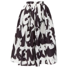 ALEXANDER MCQUEEN 2022 Brush Graffiti white logo letter print full skirt IT38