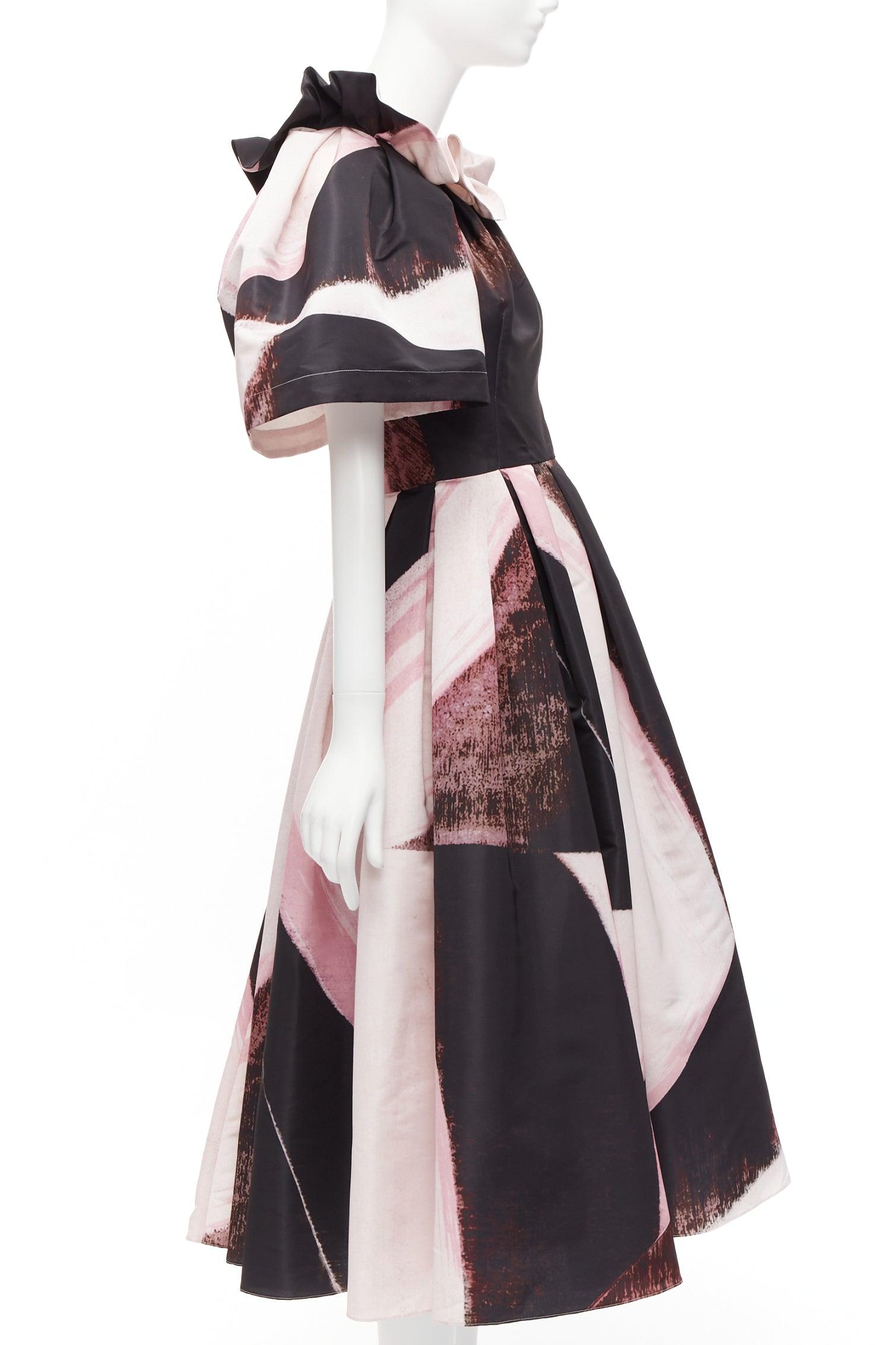 ALEXANDER MCQUEEN 2022 Charles Arnoldi Brushstroke print asymmetric gown IT38 XS In Excellent Condition For Sale In Hong Kong, NT