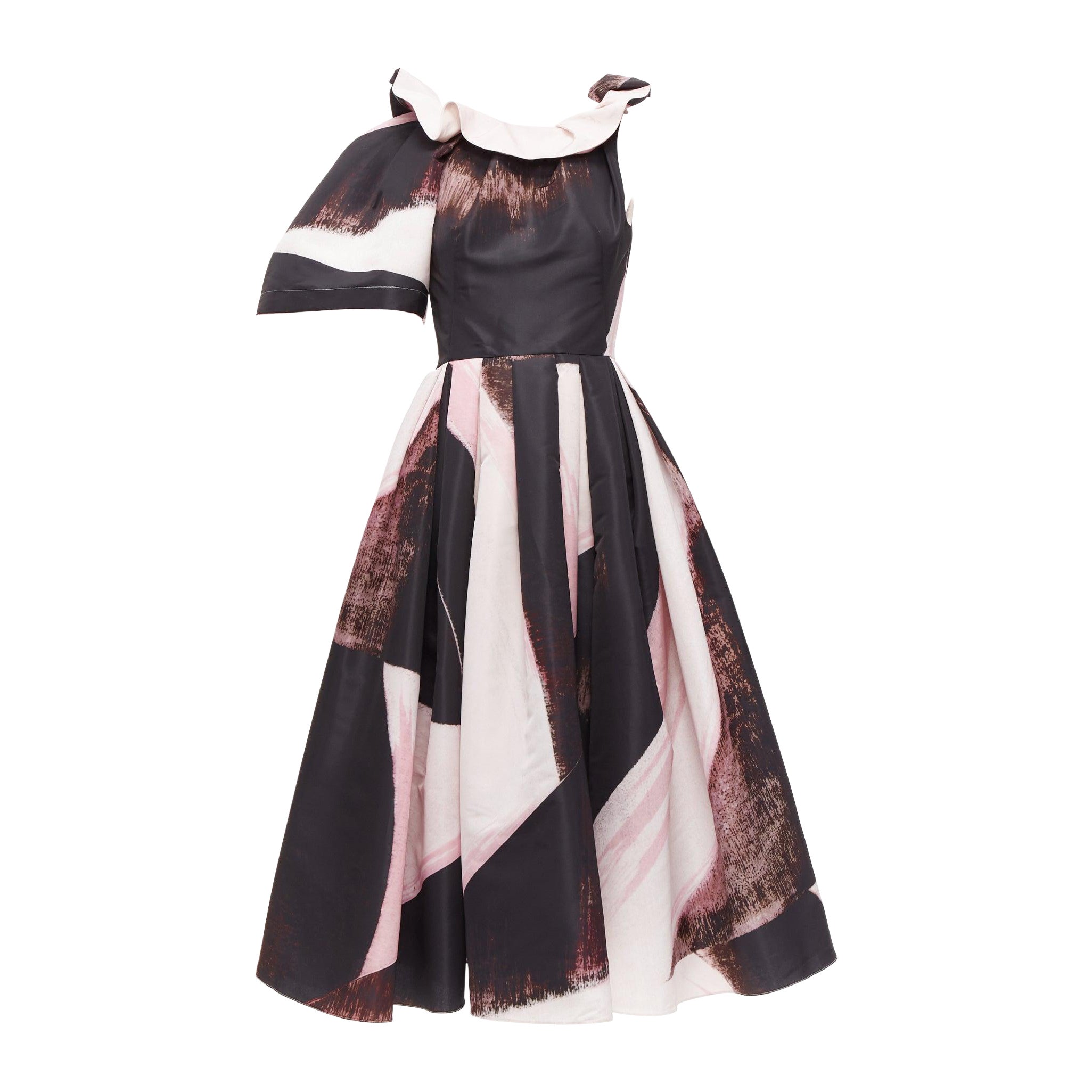 ALEXANDER MCQUEEN 2022 Charles Arnoldi Brushstroke print asymmetric gown IT38 XS