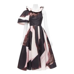 ALEXANDER MCQUEEN 2022 Charles Arnoldi Asymmetrisches Kleid mit Pinselstrichdruck IT38 XS