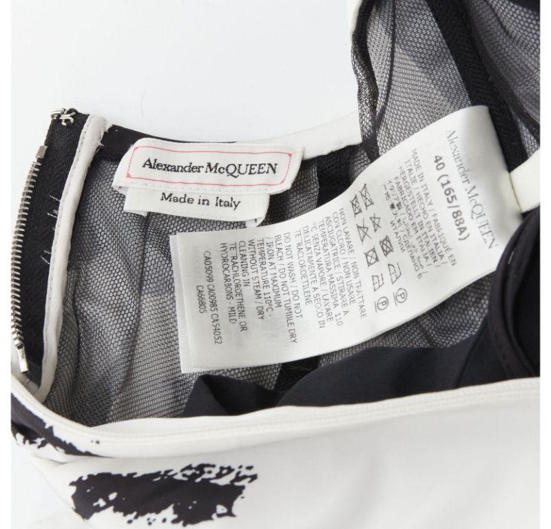 ALEXANDER MCQUEEN 2022 Graffiti Brush black white boned corset gown FR40 M For Sale 5