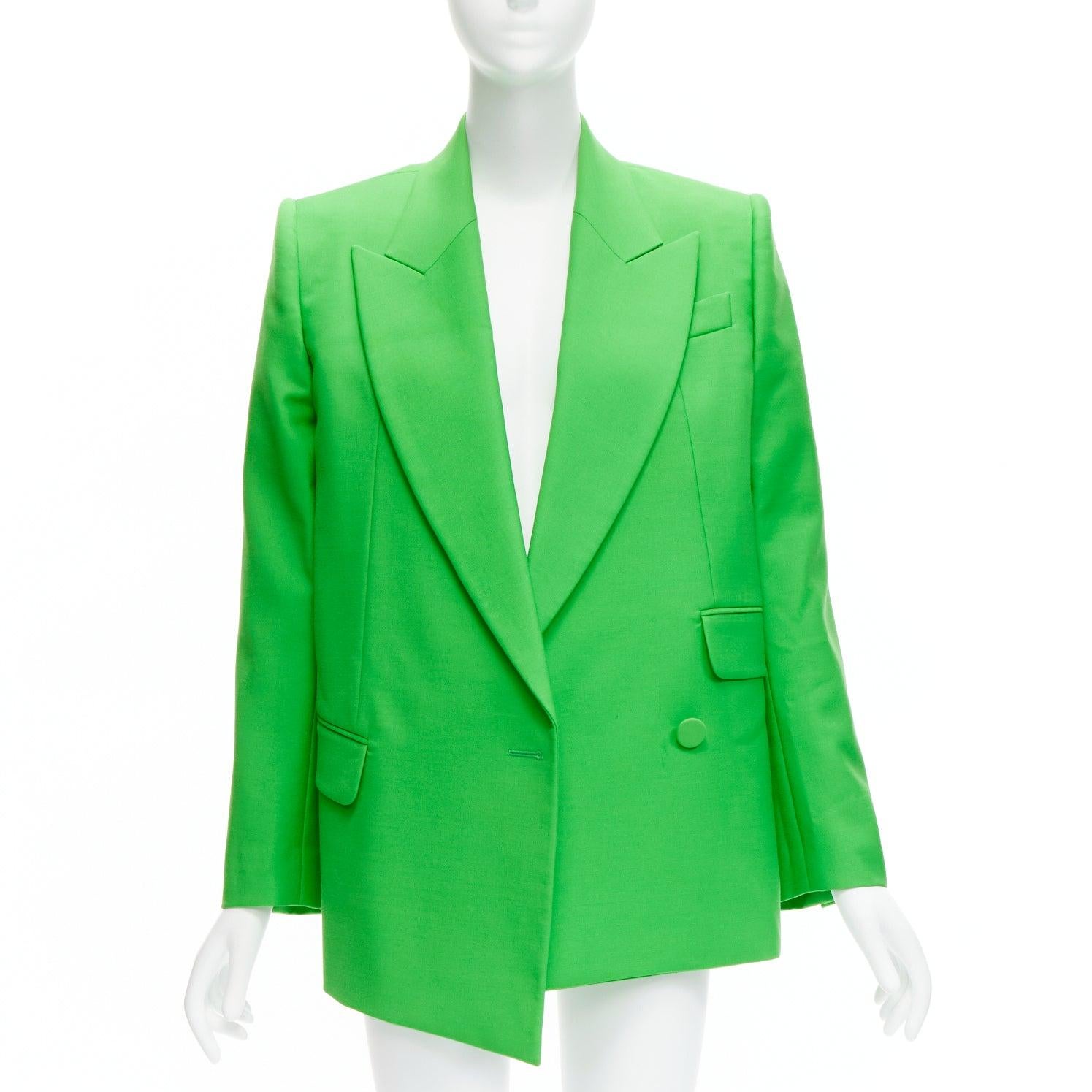 Verde Alexander McQueen 2022, giacca blazer doppiopetto in lana verde IT38 XS in vendita
