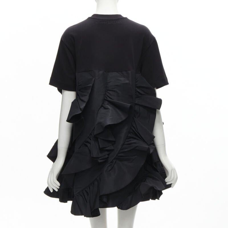Women's ALEXANDER MCQUEEN 2022 Hybrid white ruffle cotton tshirt layered dress IT38 S