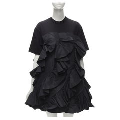 ALEXANDER MCQUEEN 2022 Hybrid white ruffle cotton tshirt layered dress IT38 S