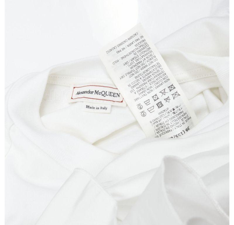 ALEXANDER MCQUEEN 2022 Hybrid white spiral ruffle cotton tshirt dress IT36 XS For Sale 6
