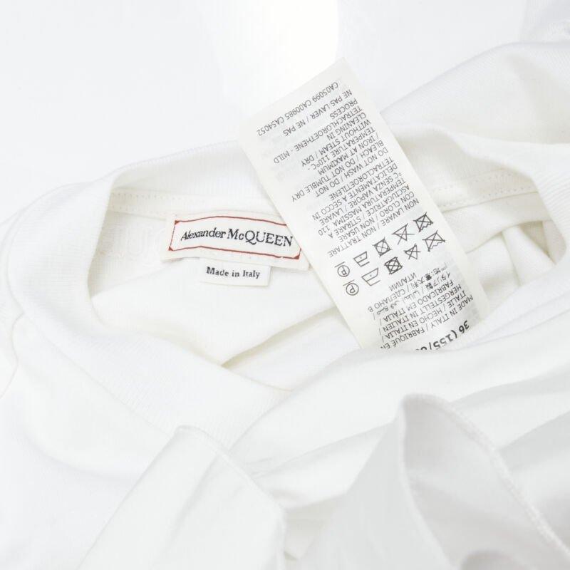 ALEXANDER MCQUEEN 2022 Hybrid white spiral ruffle cotton tshirt dress IT36 XS For Sale 5