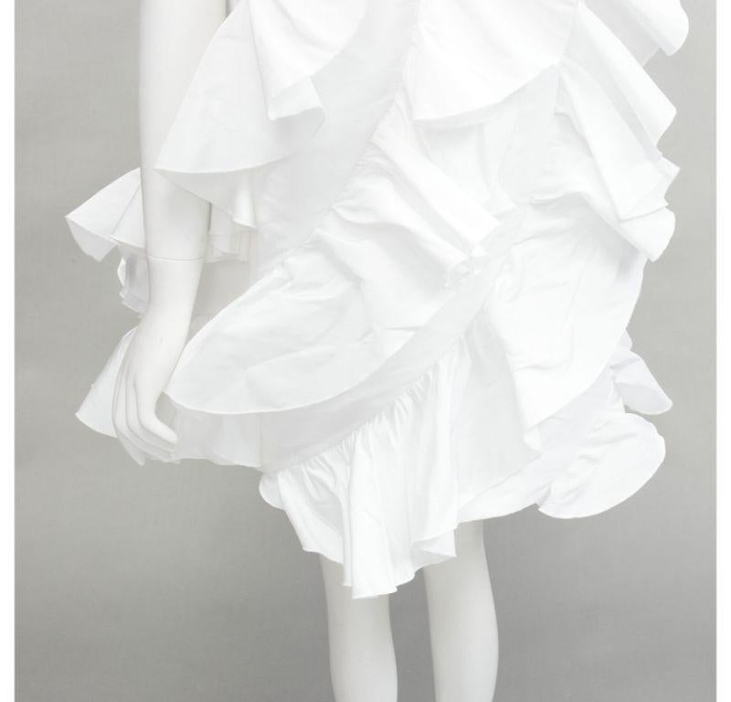 ALEXANDER MCQUEEN 2022 Hybrid white spiral ruffle cotton tshirt dress IT36 XS 4