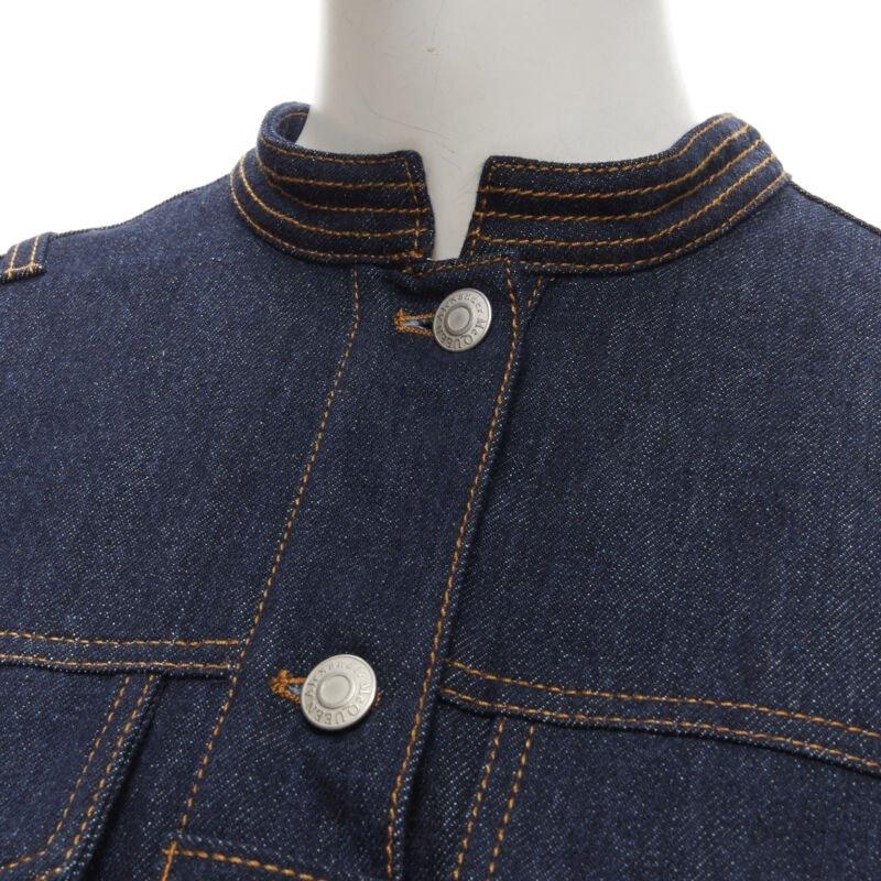 ALEXANDER MCQUEEN 2022 indigo blue denim corset rounded sleeve dress IT38 XS For Sale 2