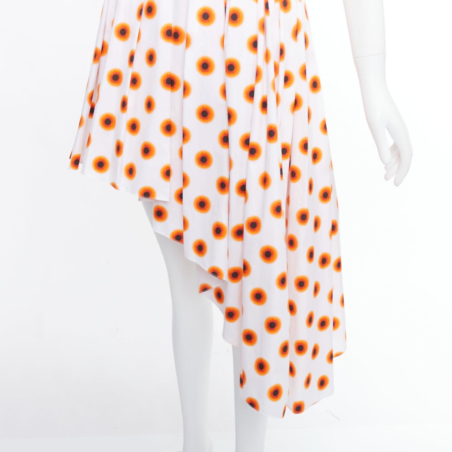 ALEXANDER MCQUEEN 2022 Iris orange peinture à pois asymétriques taille IT 38 XS en vente 2