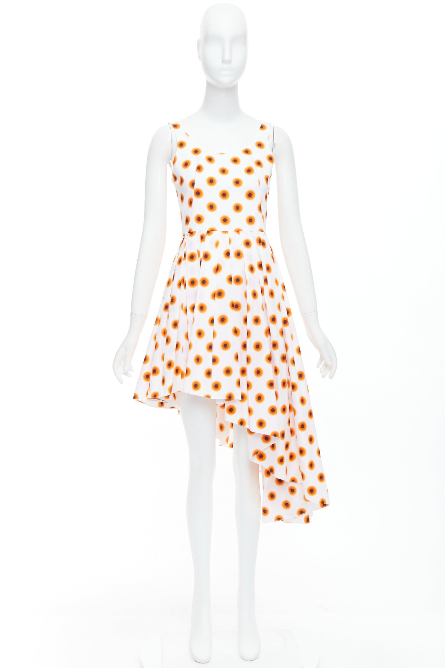 ALEXANDER MCQUEEN 2022 Iris orange peinture à pois asymétriques taille IT 38 XS en vente 4