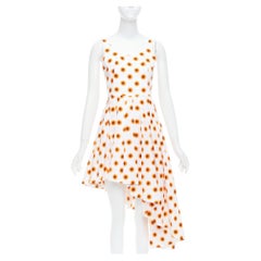 ALEXANDER MCQUEEN 2022 Iris orange paint polka dot asymmetric dress IT38 XS