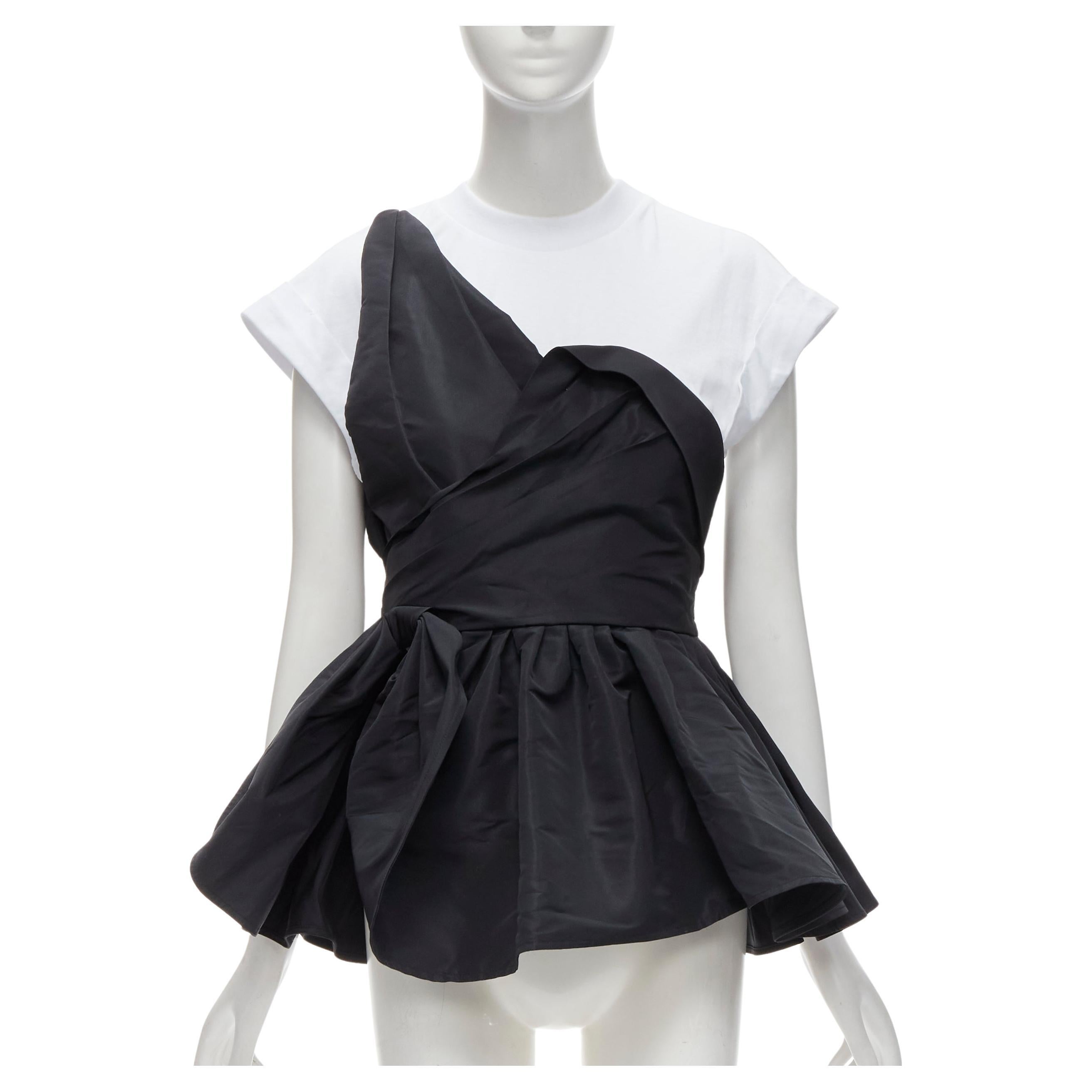 ALEXANDER MCQUEEN 2022 layered asymmetric crepe jersey peplum tshirt IT40 S