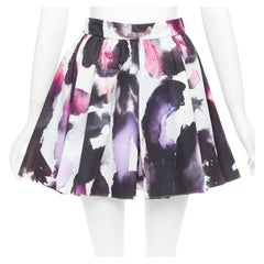 Alexander McQueen 2022 Gonna a pieghe con stampa acquerello viola IT38 XS