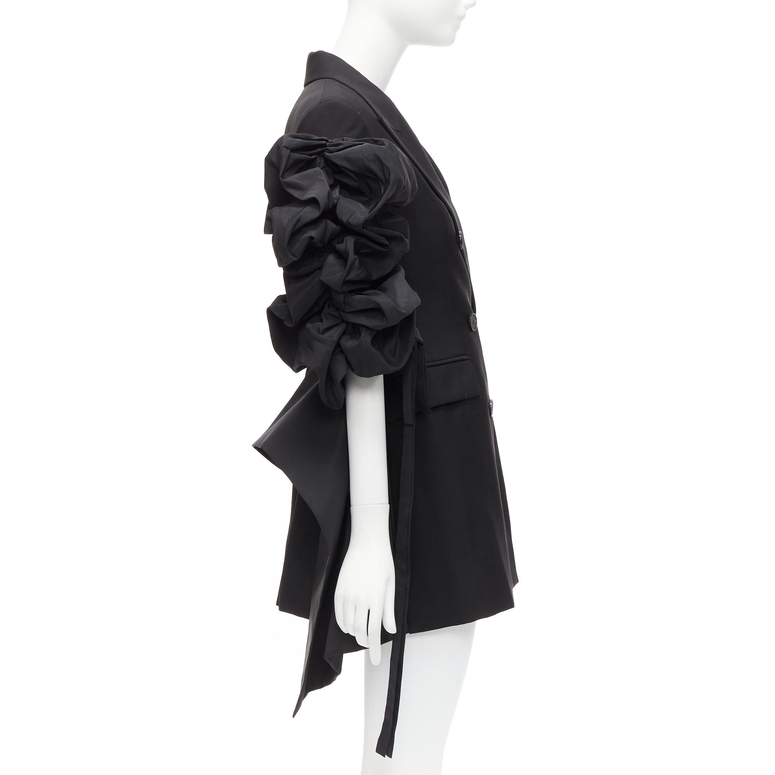 Women's ALEXANDER MCQUEEN 2022 Runway black wool gathered sleeve blazer dress IT38 XS